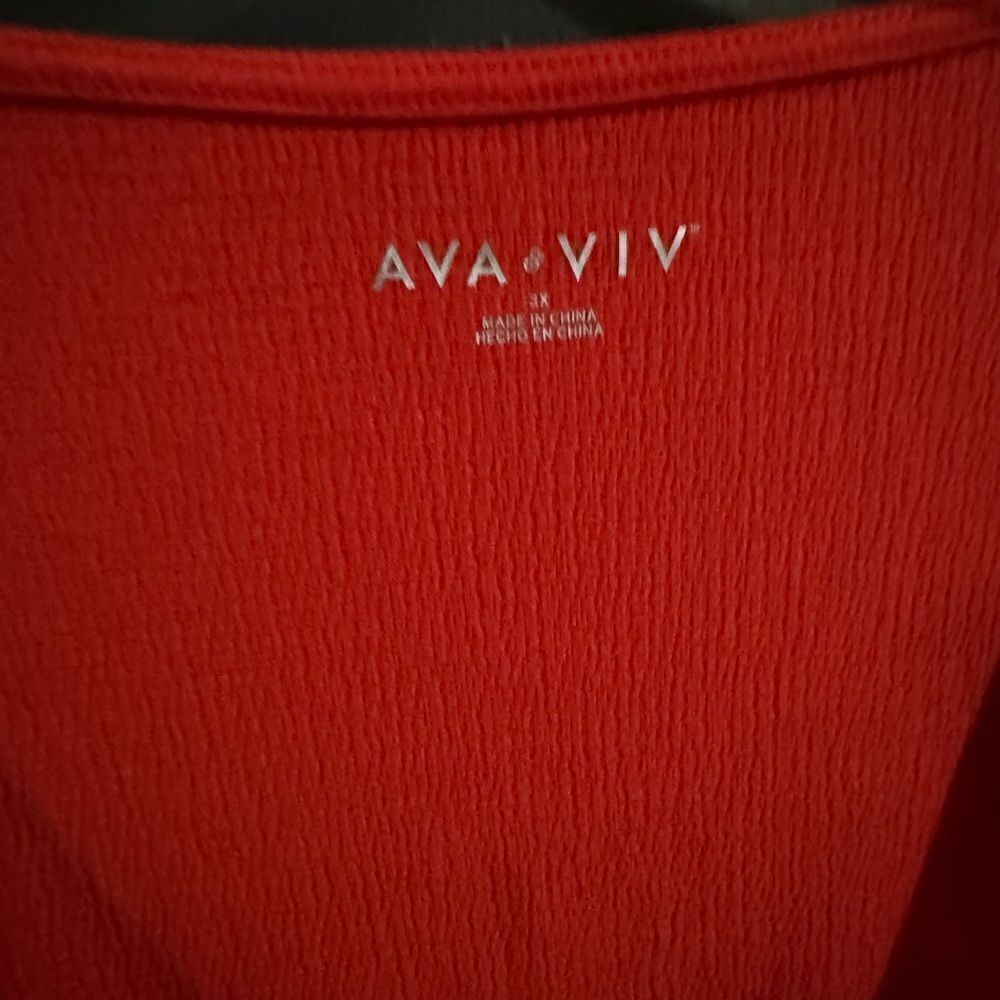 Ava & Viv Balloon Sleeve Wrap Dress Sweetheart Neckline Red NWT Size 3X - Picture 7 of 8